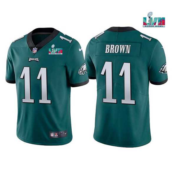 Men & Women & Youth Philadelphia Eagles #11 A. J. Brown Green Super Bowl LVII Patch Vapor Untouchable Limited Stitched Jersey